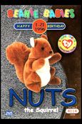 Beanie Babies Series 2 (Birthday or Rookie Subset) card 265 Nuts the Squirrel Blue Lettering