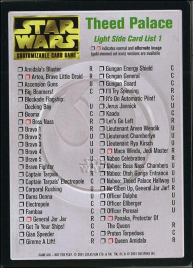 Star Wars: Theed Palace Limited (Base Set) card 131 Light Side Card List 1