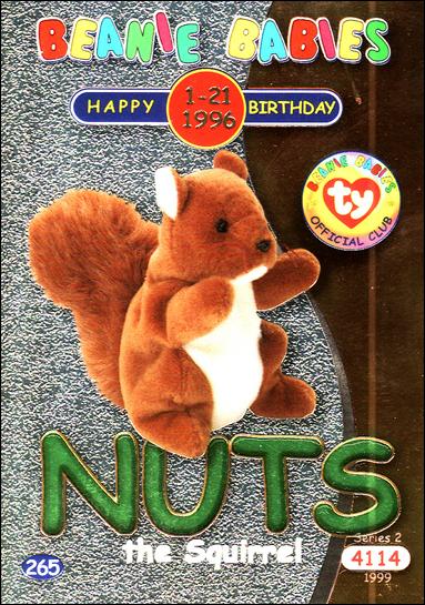 Beanie Babies Series 2 (Birthday or Rookie Subset) card 265-B Nuts the Squirrel Green Lettering