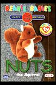 Beanie Babies Series 2 (Birthday or Rookie Subset) card 265-B Nuts the Squirrel Green Lettering
