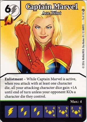 Marvel Dice Masters Civil War card 76 Captain Marvel: Ace Pilot