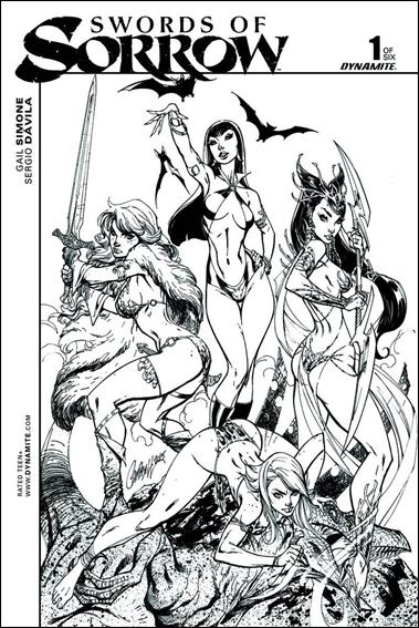 Swords of Sorrow issue 1-M J. Scott Campbell Black and White Cover