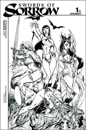 Swords of Sorrow issue 1-M J. Scott Campbell Black and White Cover