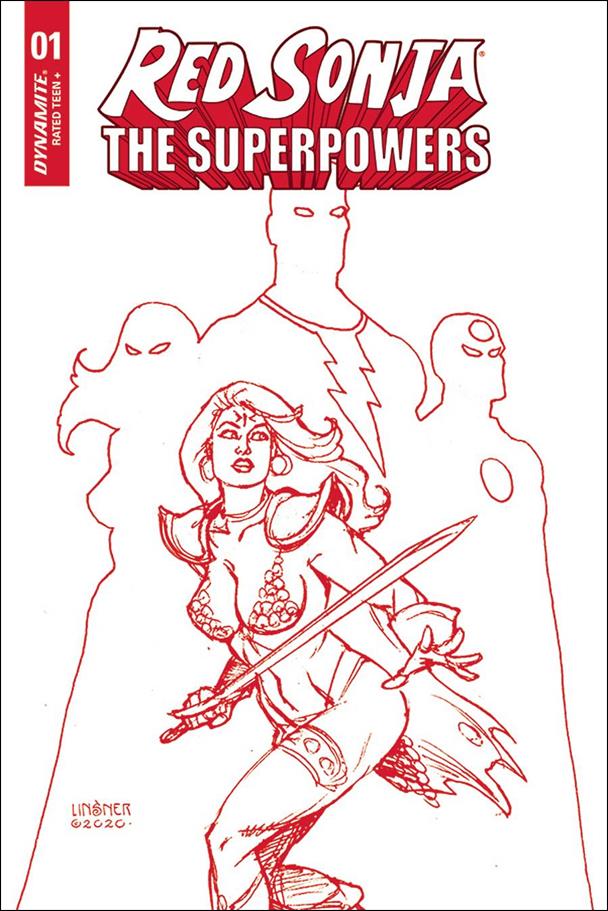 Red Sonja: The Superpowers issue 1-ZB Joseph Michael Linsner Red Line Art Cover