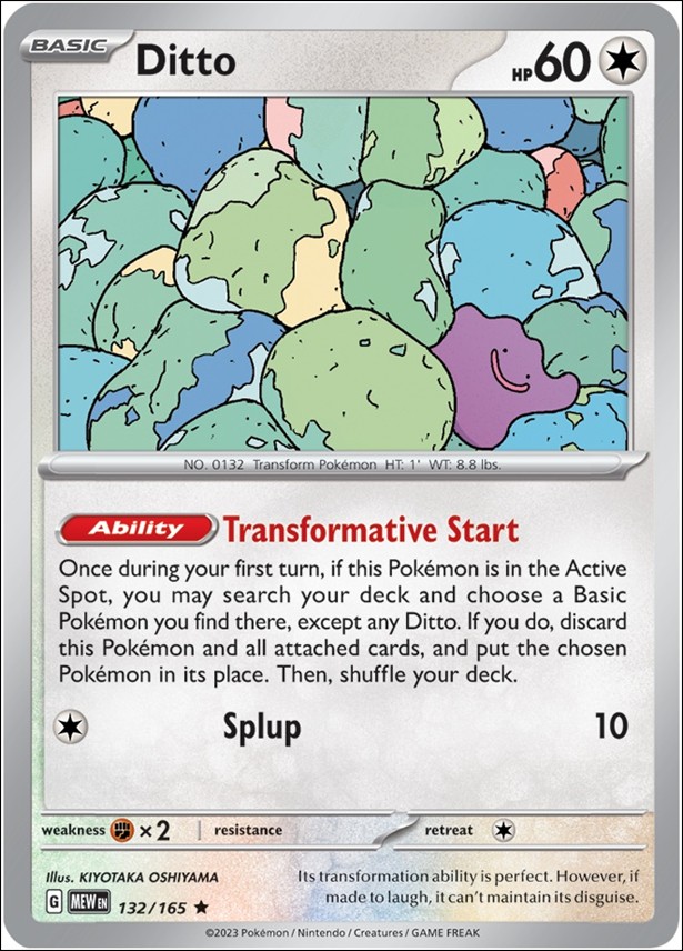 Pokemon: Scarlet & Violet - 151 (Base Set) card 132/165-C Ditto (Non-Holo) Trainer's Toolkit 2024 Exclusive