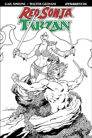 Red Sonja / Tarzan issue 6-G Aaron Lopresti 1:30 Black & White Cover