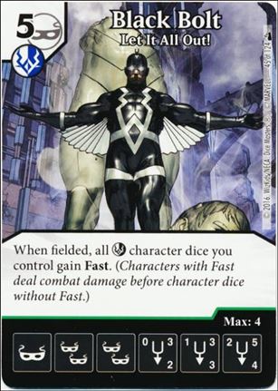 Marvel Dice Masters Deadpool card 45 Black Bolt: Let it All Out