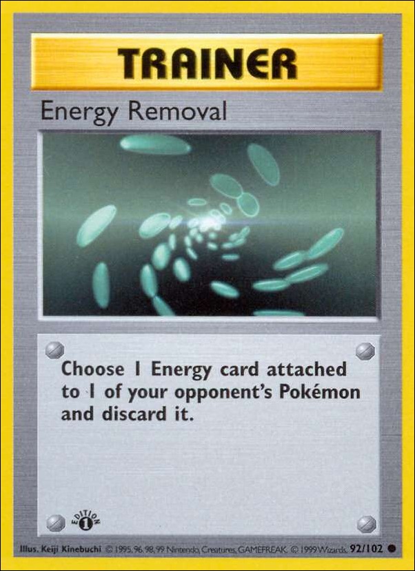 Pokemon (Base Set) card 92/102 Energy Removal (1st Edition) - Shadowless