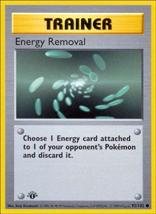 Pokemon (Base Set) card 92/102 Energy Removal (1st Edition) - Shadowless