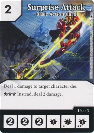 Marvel Dice Masters Iron Man and War Machine Starter Set card 30 Surprise Attack - Basic Action Card 