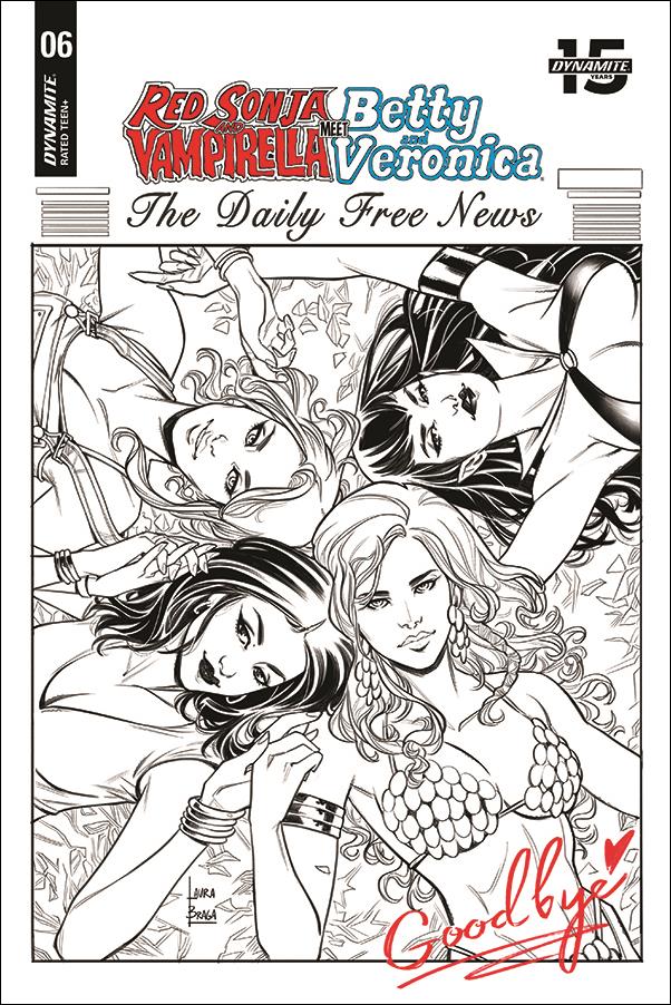 Red Sonja and Vampirella Meet Betty and Veronica issue 6-J Laura Braga 1:20 Black & White Cover