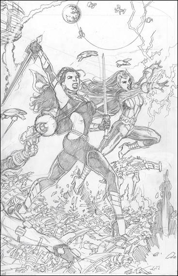 George Perez's Sirens issue 1-D George Perez 1:25 B&W Wraparound Right Side Cover