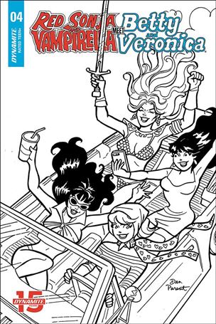Red Sonja and Vampirella Meet Betty and Veronica issue 4-F Dan Parent 1:10 Black & White Cover