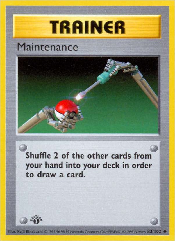 Pokemon (Base Set) card 83/102 Maintenance (1st Edition) - Shadowless