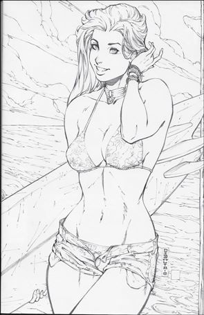 Michael Turner's Fathom (2018) issue 1-K Mike DeBalfo Planet Awesome B/W Cover 1/100
