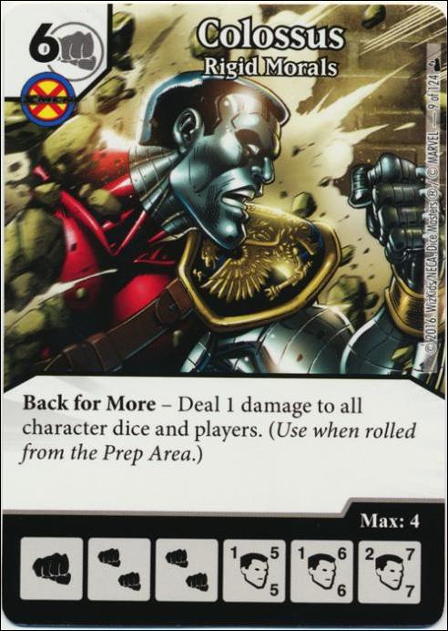 Marvel Dice Masters Deadpool card 9 Colossus: Rigid Morals