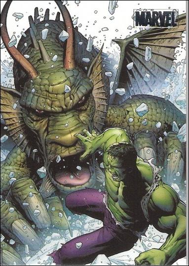 Marvel Heroes and Villains (Silver Foil Parallel Base Set) card 41 Hulk vs Fin Fang Foom