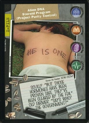 X-Files: Premiere Edition (Base Set) card XF96-0129v1 Alien DNA Steroid Program (Project Purity Control)