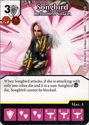 Marvel Dice Masters Civil War card 128 Songbird: Reformed Villain