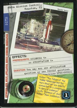 X-Files: Premiere Edition (Base Set) card XF96-0056v1 NASA Mission Control, Houston, TX
