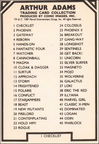Arthur Adams (Base Set) card 1 Checklist