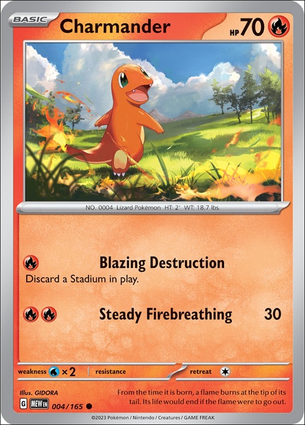 Pokemon: Scarlet & Violet - 151 (Base Set) card 004/165-C Charmander (Cosmos Reverse Holofoil)