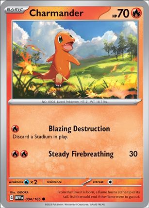 Pokemon: Scarlet & Violet - 151 (Base Set) card 004/165-C Charmander (Cosmos Reverse Holofoil)