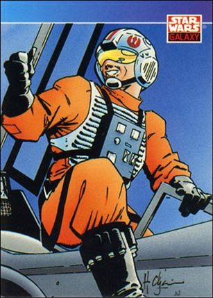 Star Wars Galaxy: Series 1 (Promo) card R Luke Skywalker Climbing Into X-Wing