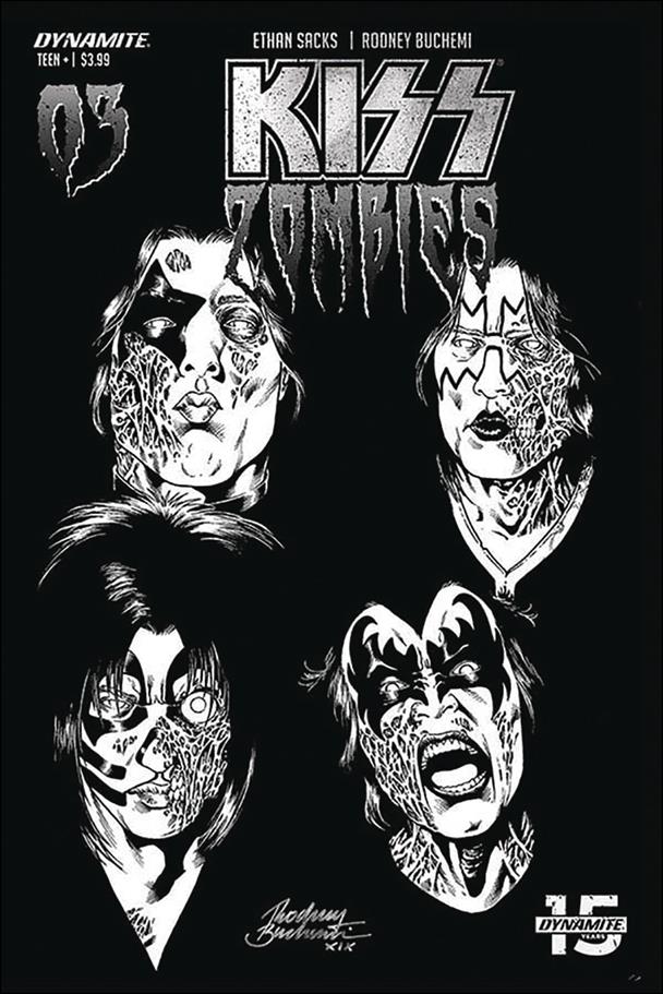 Kiss Zombies issue 3-L Rodney Buchemi 1:30 Black & White Cover