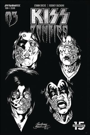 Kiss Zombies issue 3-L Rodney Buchemi 1:30 Black & White Cover