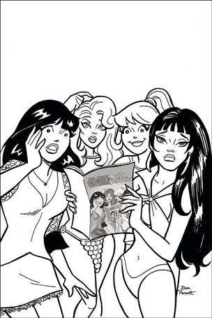 Red Sonja and Vampirella Meet Betty and Veronica issue 12-G Dan Parent 1:11 Black & White Virgin Cover