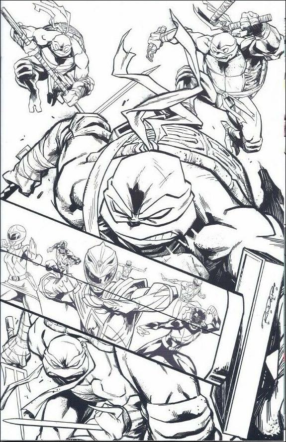 Mighty Morphin Power Rangers/Teenage Mutant Ninja Turtles issue 4-H Khary Randolph 1:50 Black & White Virgin Cover