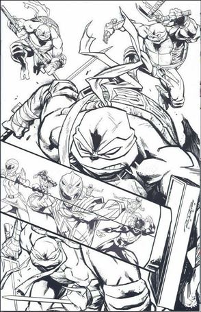 Mighty Morphin Power Rangers/Teenage Mutant Ninja Turtles issue 4-H Khary Randolph 1:50 Black & White Virgin Cover