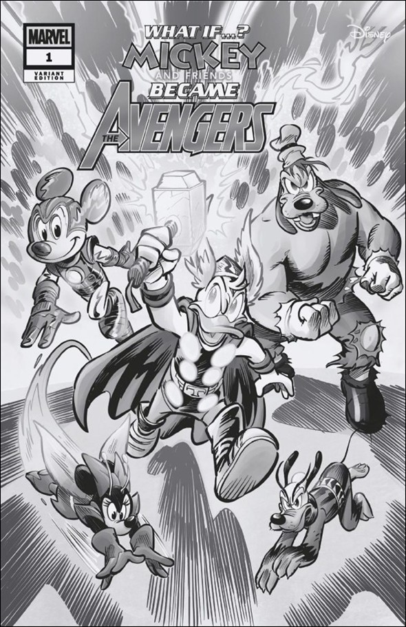 Marvel & Disney: What If...? Mickey & Friends Became the Avengers issue 1-G Alessandro Pastrovicchio B&W 1:100 Cover