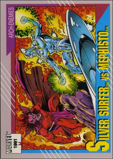 Marvel Universe: Series 2 (Base Set) card 123 Silver Surfer vs Mephisto