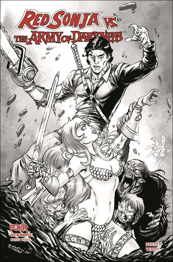 Red Sonja vs. the Army of Darkness issue 4-G Tim Seeley B&W 1:10 Cover
