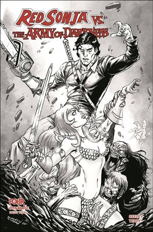 Red Sonja vs. the Army of Darkness issue 4-G Tim Seeley B&W 1:10 Cover