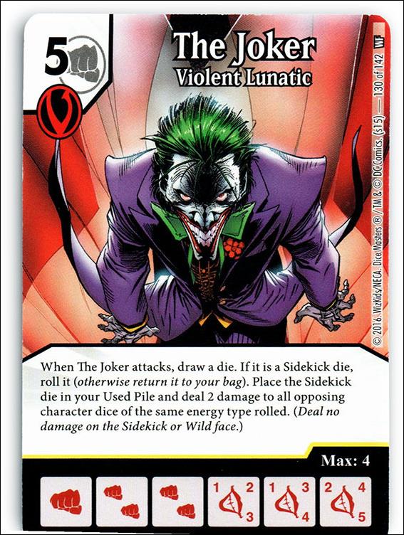 DC Comics Dice Masters World's Finest card 130 The Joker: Violent Lunatic