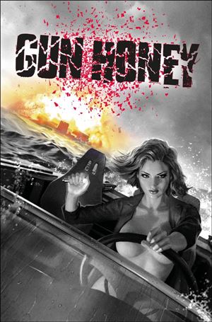 Gun Honey issue 4-E Alex Roland Partial Black & White Cover