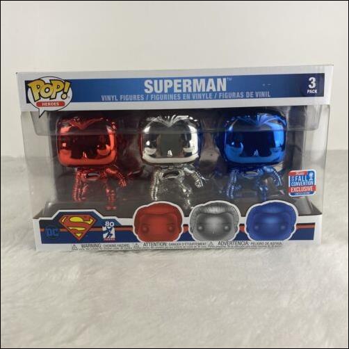 Pop! Heroes Multi-Packs figure nn15-B Superman Chrome (3 pack) Fall Convention