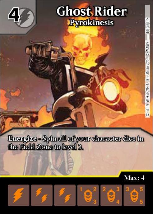 Marvel Dice Masters  Avengers Infinity Gauntlet card 110 Ghost Rider: Pyrokinesis