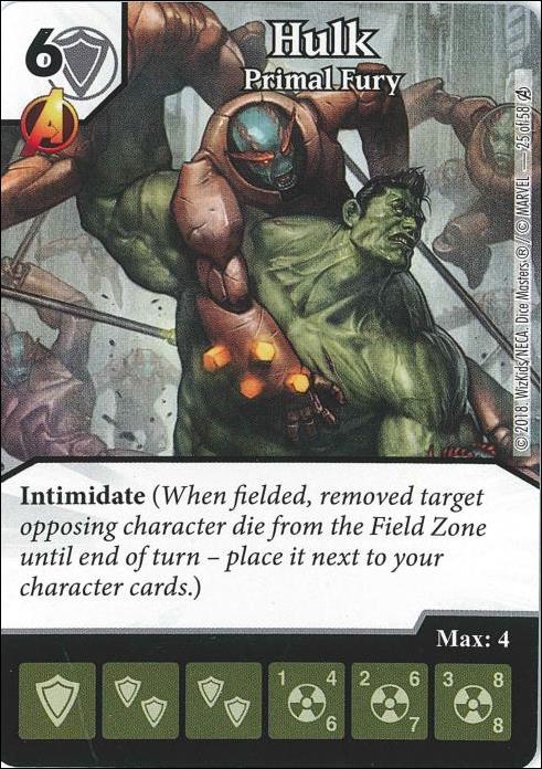 Marvel Dice Masters Avengers Infinity Campaign Box  card 25 Hulk: Primal Fury