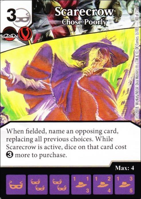 DC Comics Dice Masters Justice card 40 Scarecrow: Choose Poorly