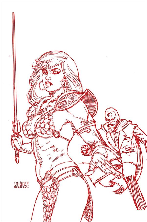 Red Sonja: The Superpowers issue 2-ZB Joseph Michael Linsner Red Line Art Virgin Cover