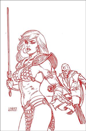Red Sonja: The Superpowers issue 2-ZB Joseph Michael Linsner Red Line Art Virgin Cover