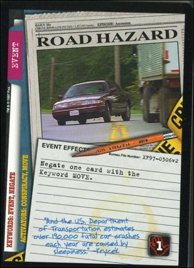 X-Files: The Truth Is Out There (Base Set) card XF97-0306v2 Road Hazard