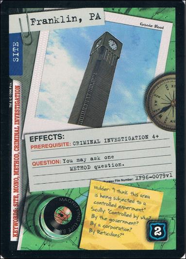 X-Files: Premiere Edition (Base Set) card XF96-0079v1 Franklin, PA