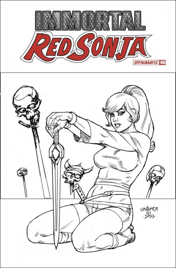 Immortal Red Sonja issue 6-G Joseph Michael Linsner 1:15 Black and White Cover