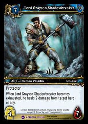 World of Warcraft: Heroes of Azeroth (Base Set) card 201 Lord Grayson Shadowbreaker