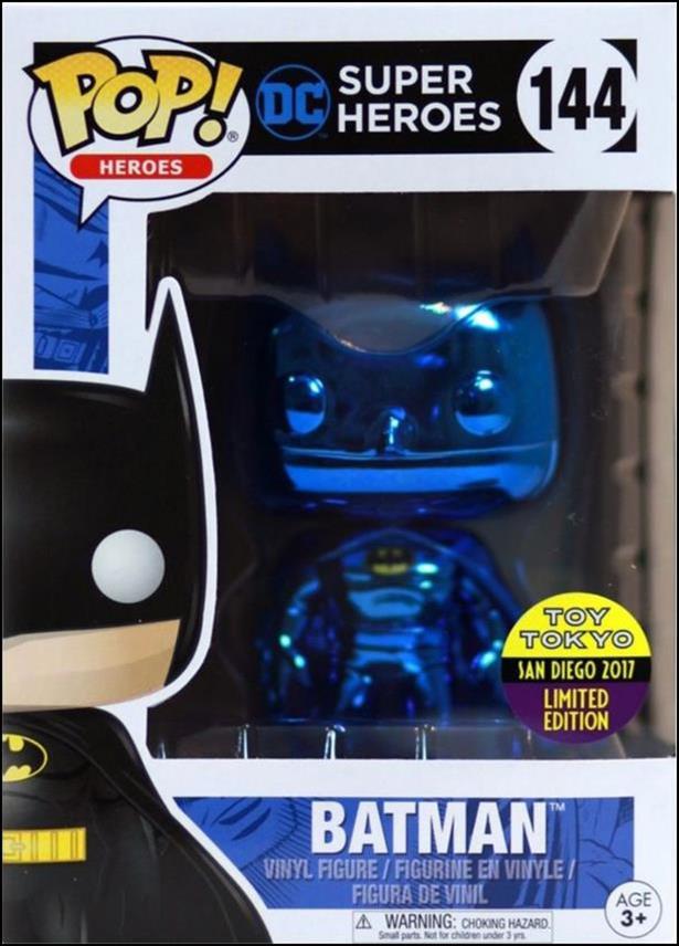 POP! Heroes figure 144-B Batman (Blue Chrome) SDCC 2017
